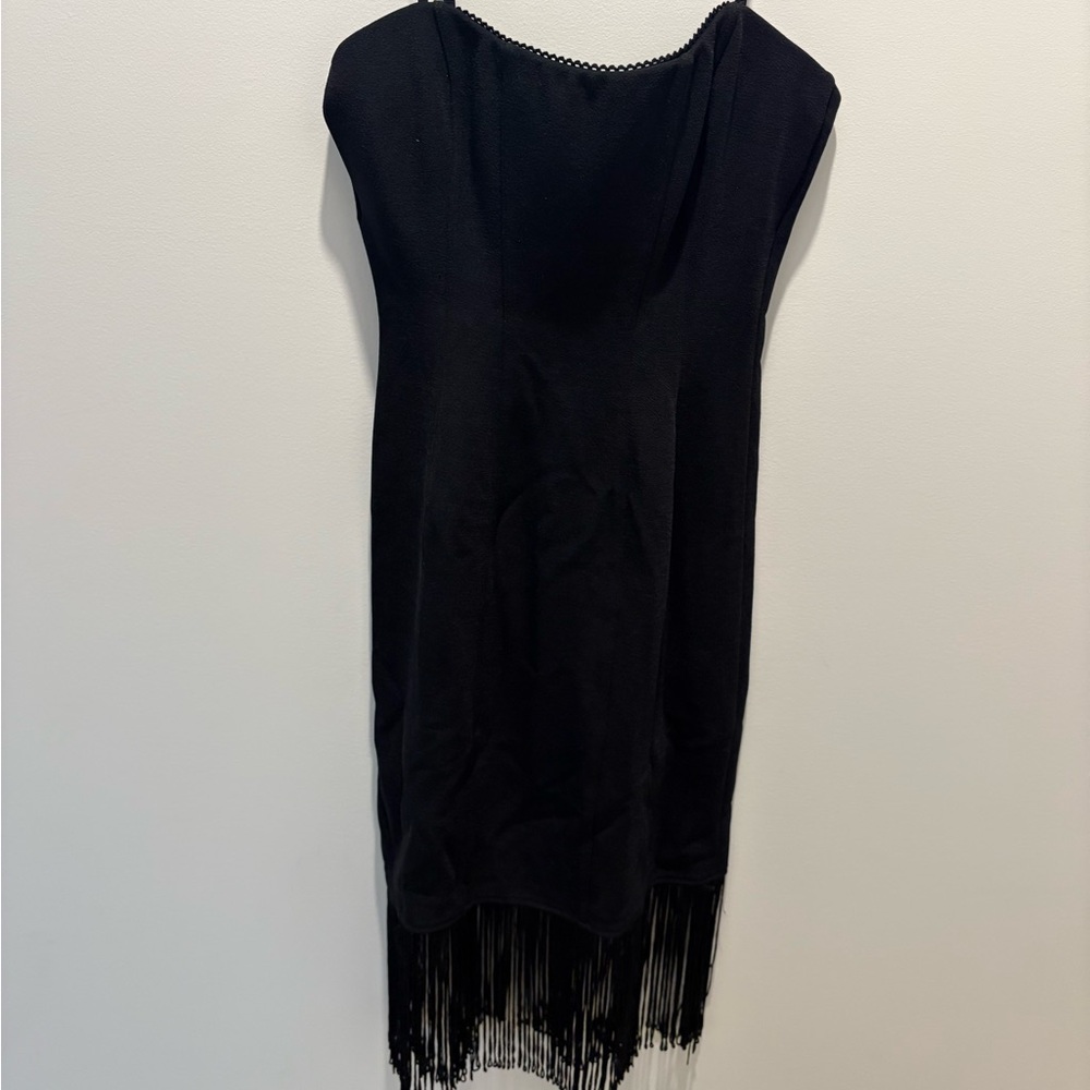 bebe Black Fringe Mini Dress